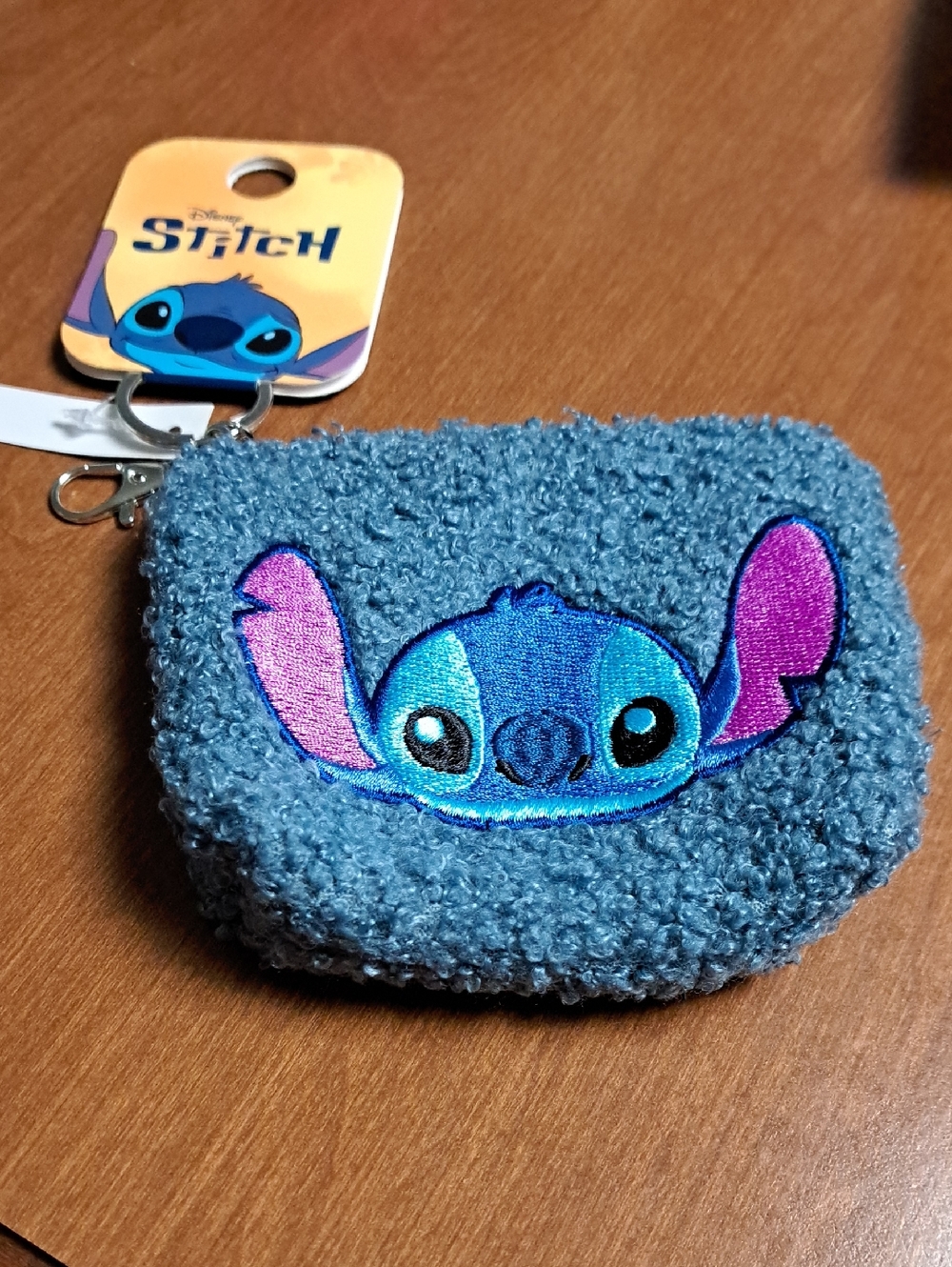 Disney Blue & Purple Stitch Plush Keychain Pouch